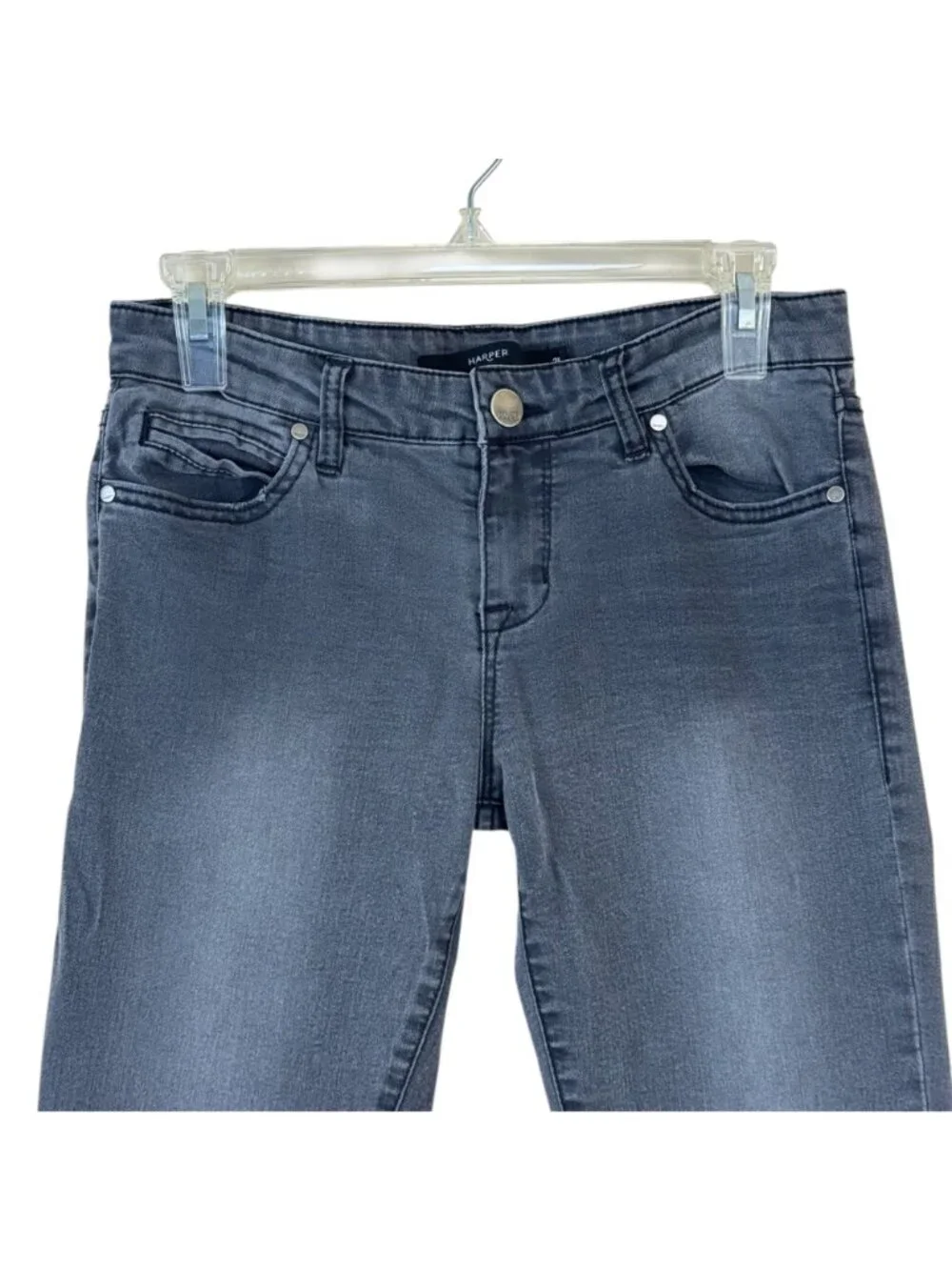 Harper Jeans Grey Faded Women's Size 28 Straight Leg Casual Distressed